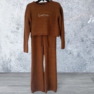 Y2K Bebe Rhinestone Letter Logo Teddy Bear Two Piece Suit Women Size Small‎